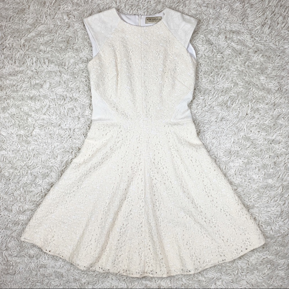 M.M.LaFleur Lasercut Lace A-Line Scalloped Dress